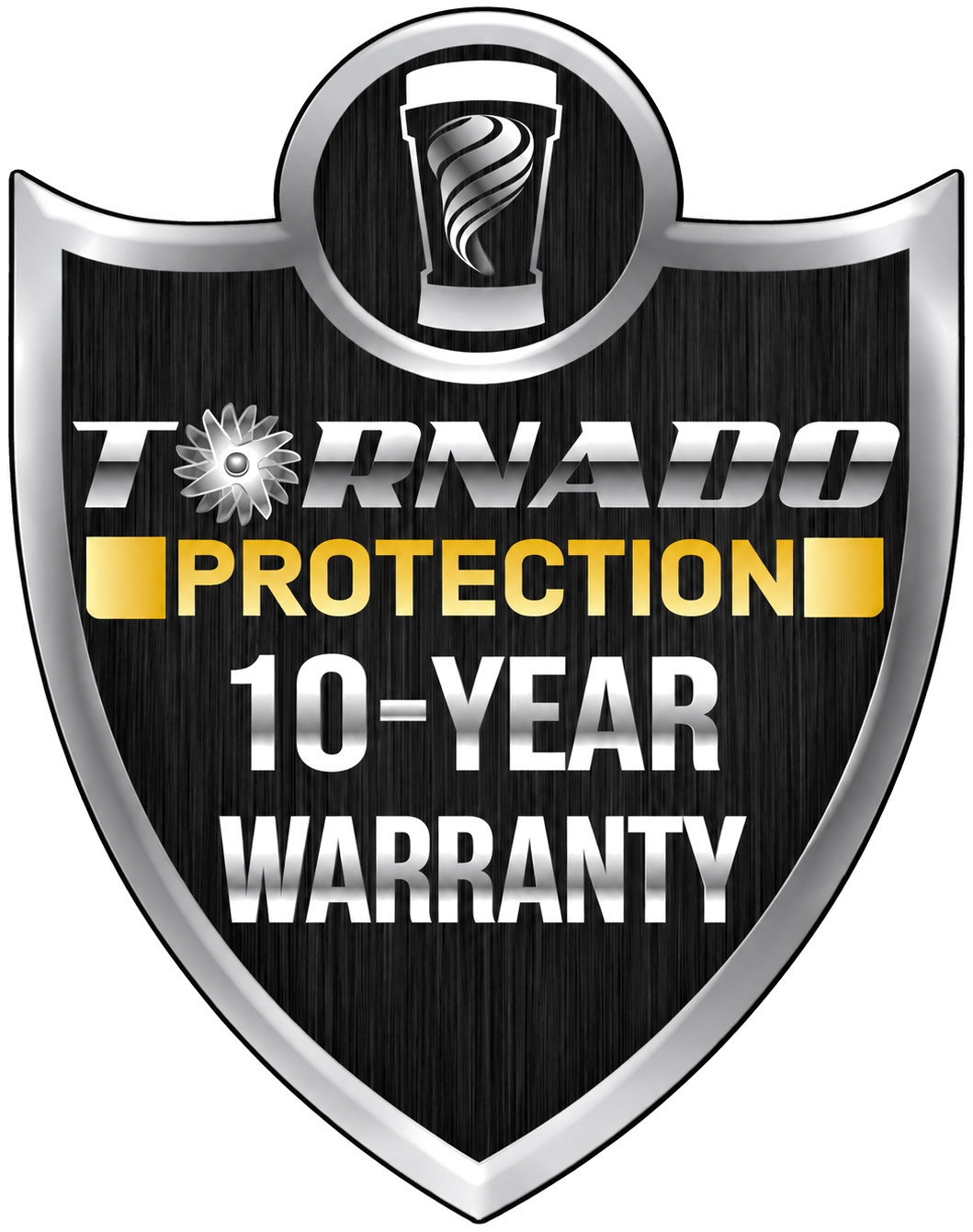 TORNADO 10-year warranty badge